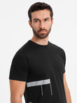 Men's cotton jersey T-shirt with large side lettering - black V1 OM-TSPT-0213
