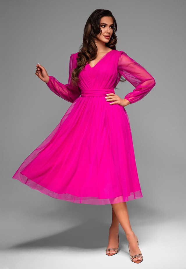 Sukienka wieczorowa LA-OM-DLR007 - fuchsia