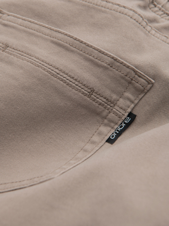 Men's JOGGER pants with zippered cargo pockets - beige V2 OM-PAJO-0123