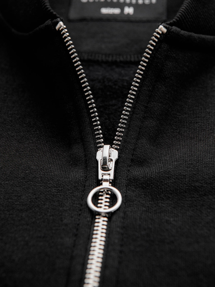 Bawełniana rozpinana męska bluza dresowa bomberka – czarna V5 OM-SSZP-0215