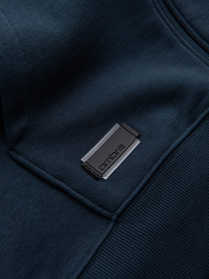 Rozpinana męska bluza dresowa BASIC – granatowa V1 OM-SSBZ-0160