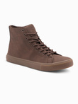 Men's ankle sneakers with rubber sole - brown V4 OM-FOTH-0187 