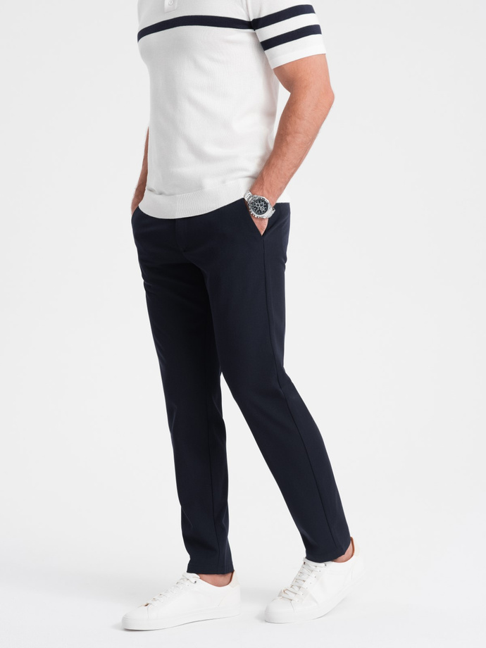 Spodnie męskie eleganckie chino SLIM FIT - granatowe V3 OM-PACP-0191