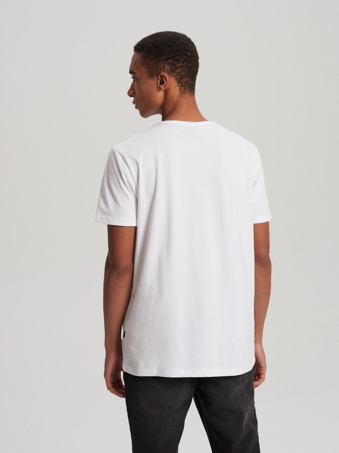 T-shirt męski z nadrukiem BIGTEE S1821 - biały