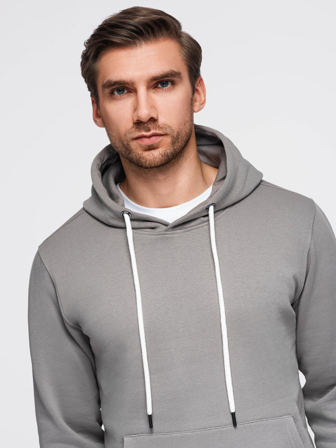 Men's kangaroo hooded sweatshirt - gray V8 OM-SSBN-0177