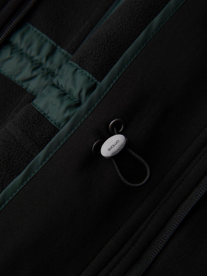 Men's parka coat with fleece lining and waist adjustment - black V2 OM-JAPJ-0314