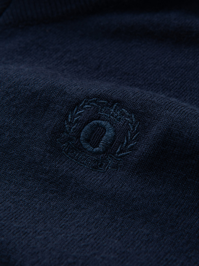 Męski elegancki sweter BASIC V-neck z wiskozą – granatowy V2 OM-SWBS-0107