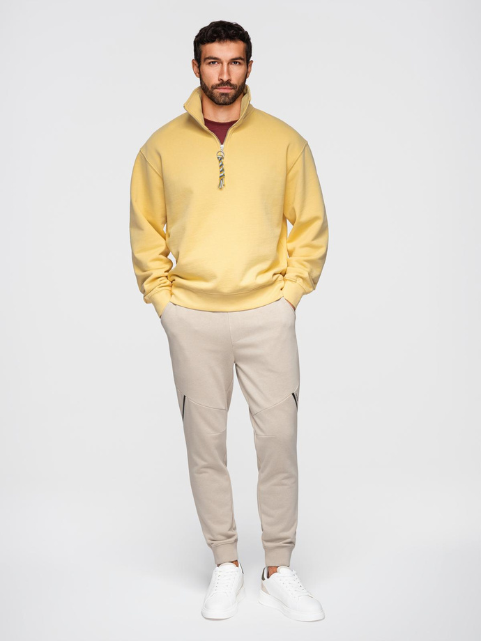 Męskie spodnie dresowe joggery - beżowe V3 OM-PASK-0280