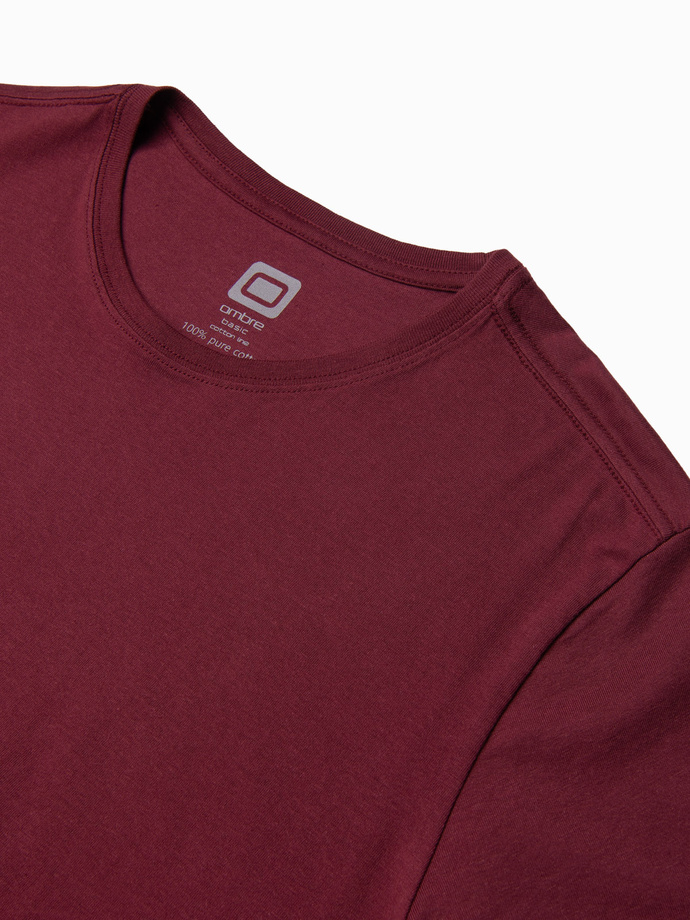 T-shirt męski bawełniany BASIC - bordowy V10 S1370