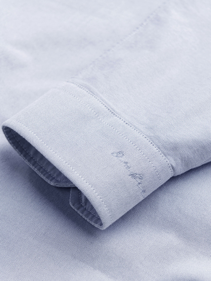 Elegancka męska koszula oxford z haftem – błękitna V1 OM-SHOS-0172