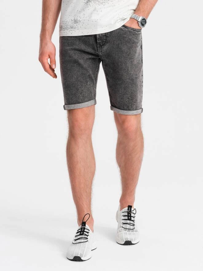 Męskie jeansowe szorty z podwiniętymi nogawkami – szare V3 OM-SRDS-0134
