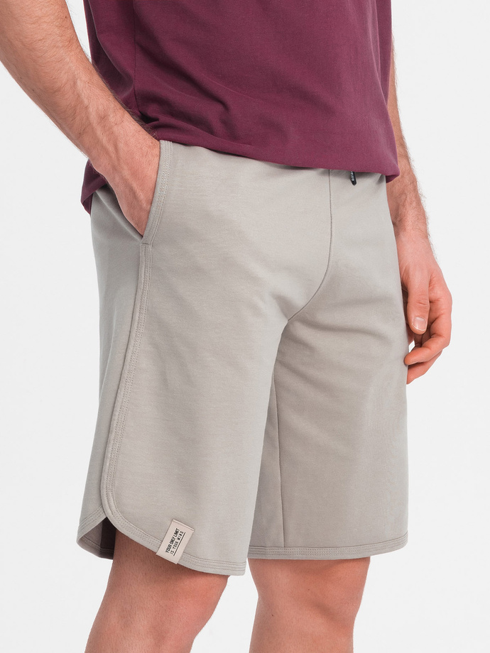Men's sweat shorts with rounded leg - dark beige V3 OM-SRSK-0105