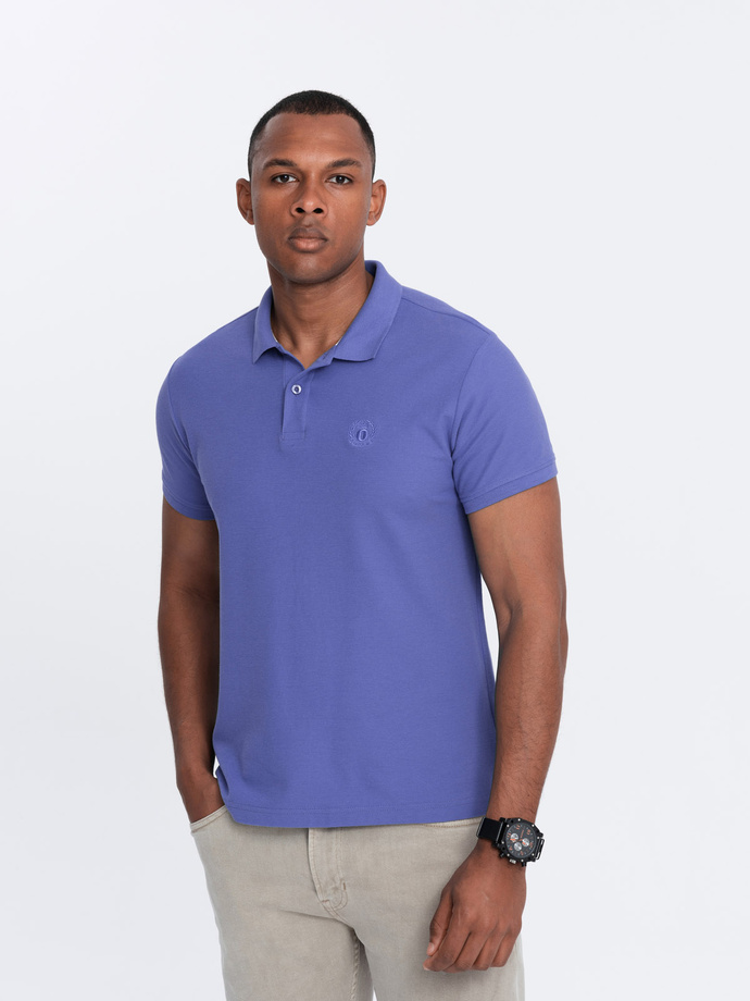 BASIC men's single color pique knit polo shirt - purple V12 OM-POBS-0100