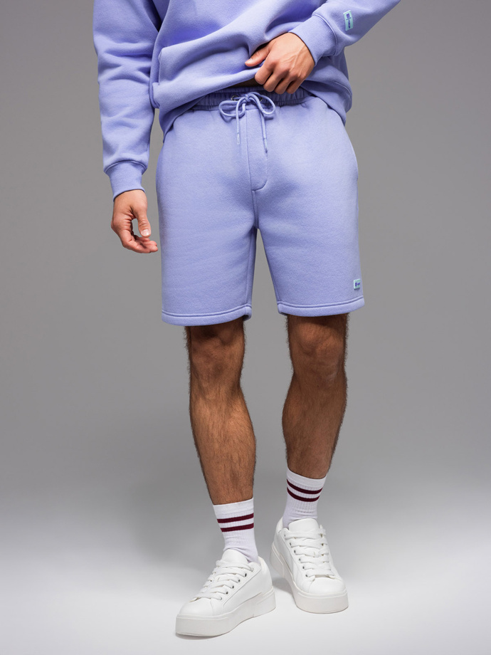 Komplet dresowy UNISEX bluza z kapturem + szorty w stylu athleisure – lawendowe V9 Z110
