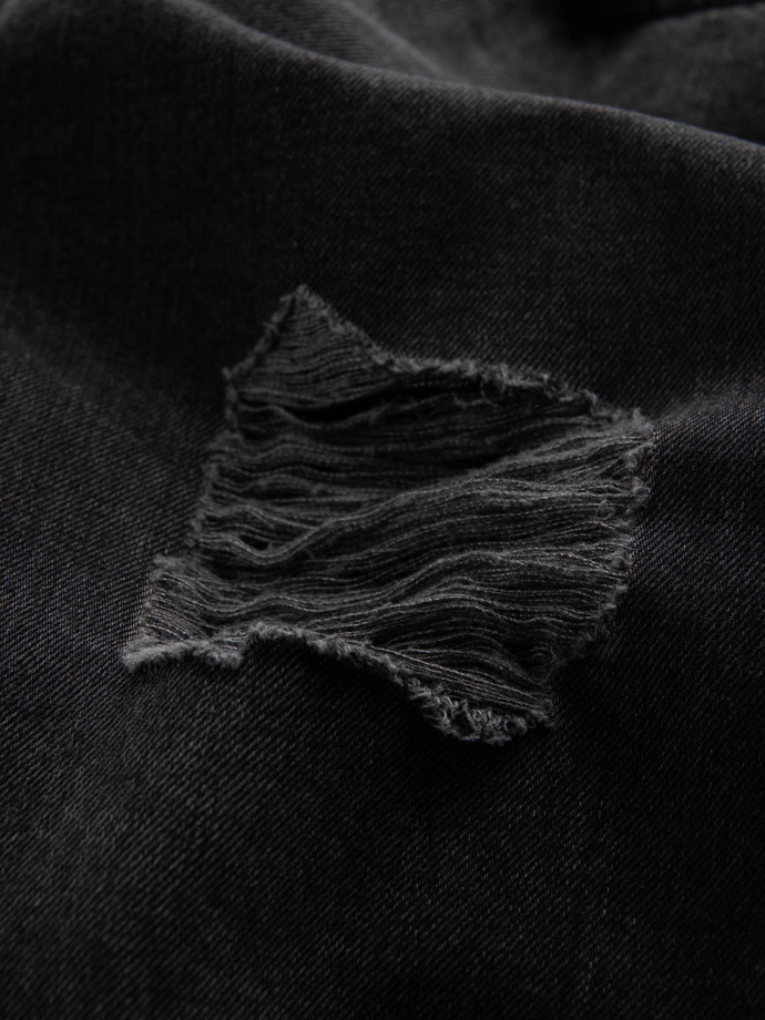 Men's taper fit denim pants with holes - black V2 P1028