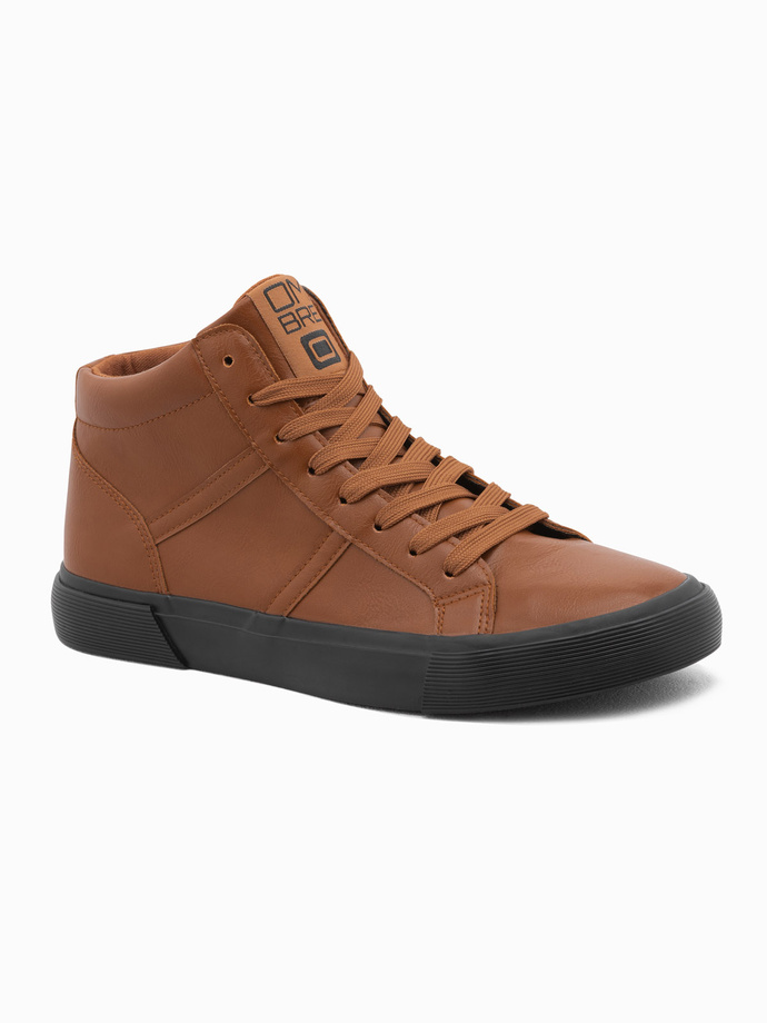Men's ankle sneakers with contrasting sole - camel V5 OM-FOTH-0124