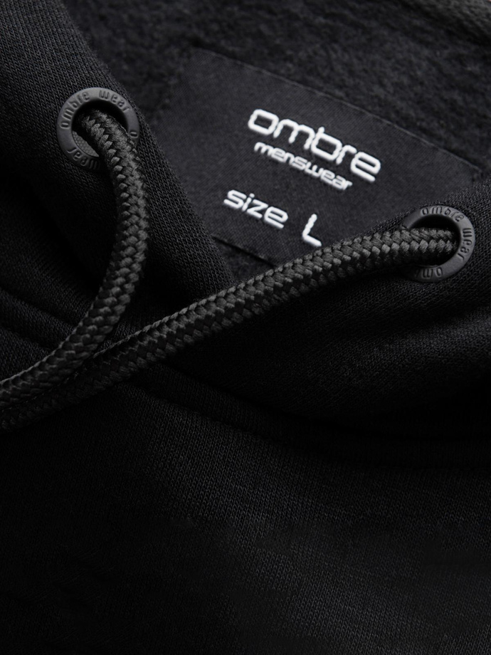 Men's hoodie with zippered pocket - black V4 OM-SSNZ-22FW-006