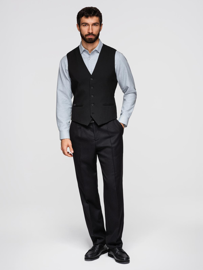 Elegant men's SLIM FIT herringbone vest - black V3 OM-BLZV-0143