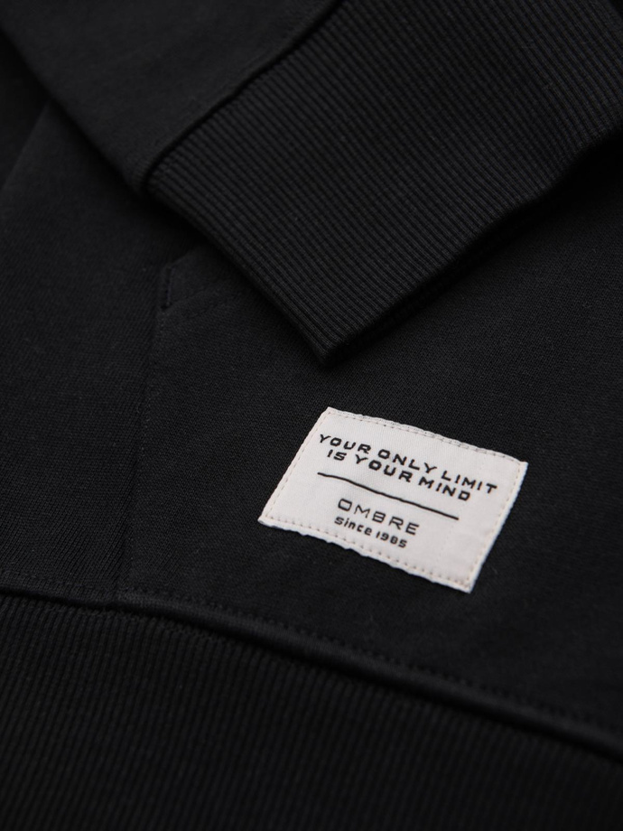 Męska bluza dresowa BASIC rozpinana z kapturem - czarna V5 OM-SSBZ-0178