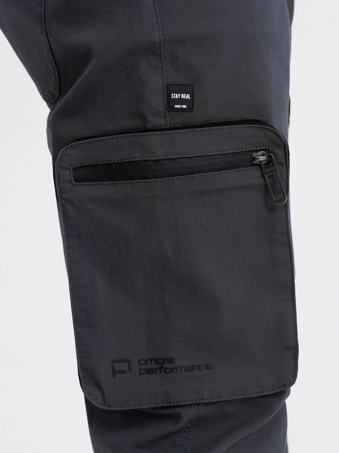 Men's JOGGER pants with stand-off and zippered cargo pockets - graphite V6 OM-PAJO-0135