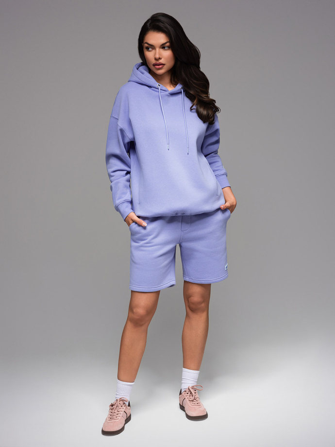 Komplet dresowy UNISEX bluza z kapturem + szorty w stylu athleisure – lawendowe V9 Z110