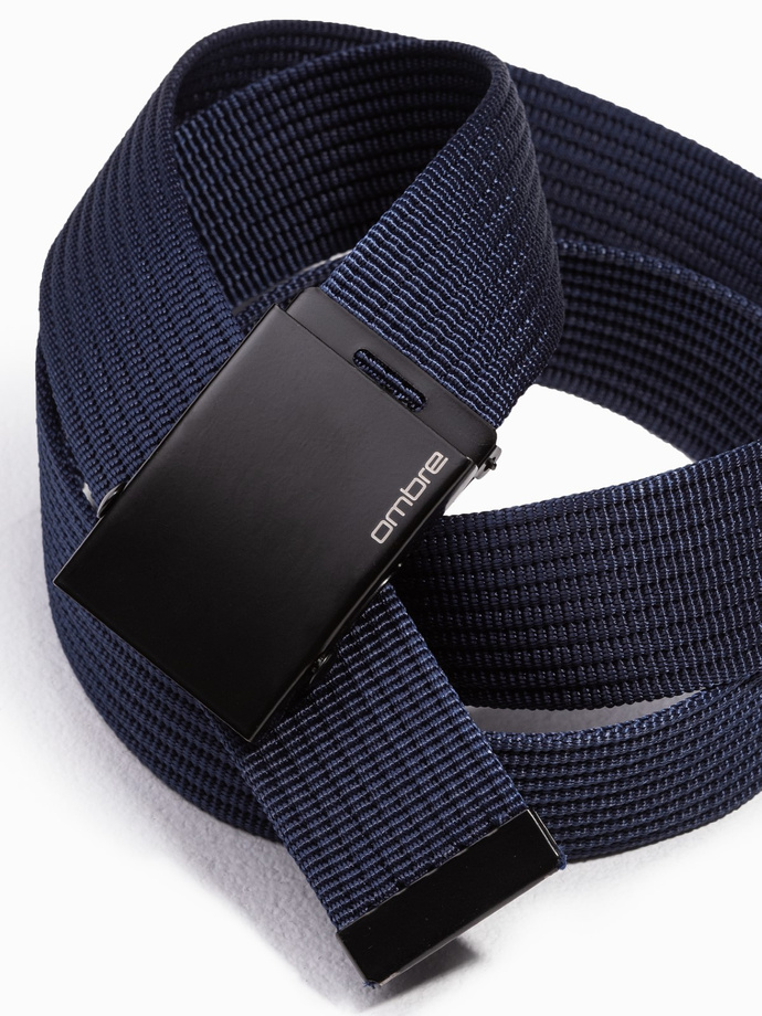 Men's belt with adjustable buckle - navy blue A030