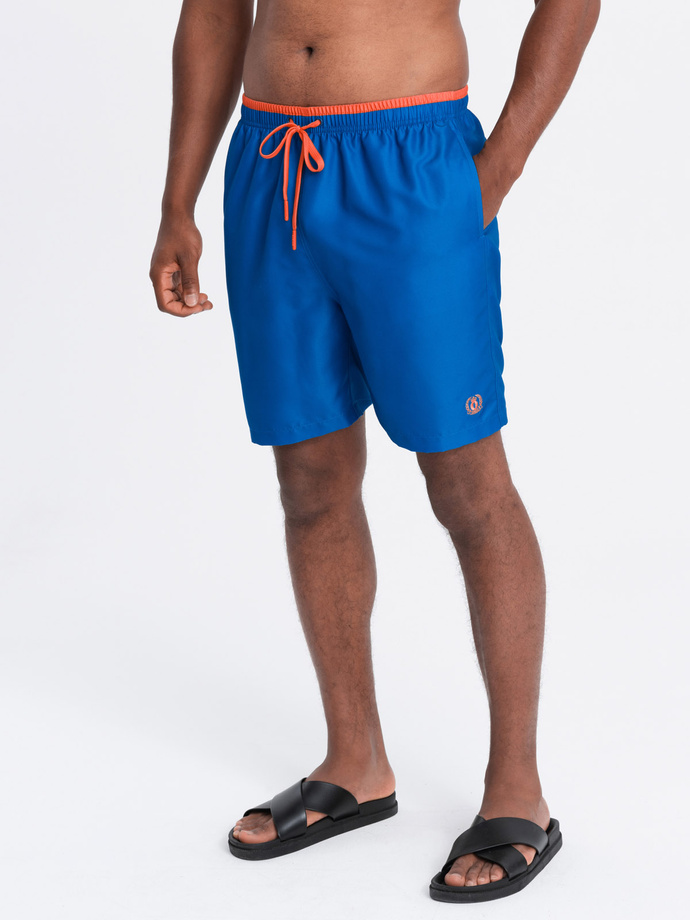 Spodenki męskie kąpielówki z dwukolorowym ściągaczem – ciemnoniebieskie V5 OM-SRBS-0141