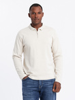 Men's polo longsleeve with zippered collar - cream V3 OM-POLS-0130