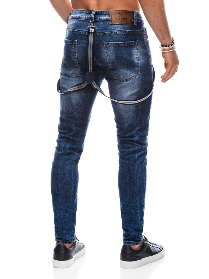 Spodnie męskie jeansowe P1374 - niebieskie