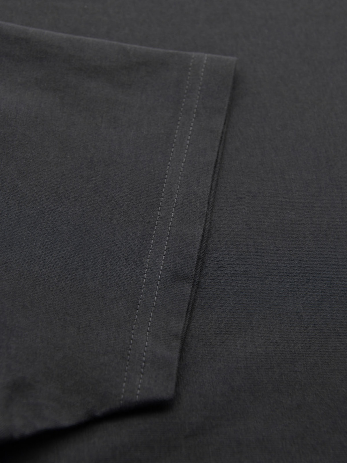 Męski klasyczny bawełniany T-shirt BASIC - grafitowy V15 OM-TSBS-0236