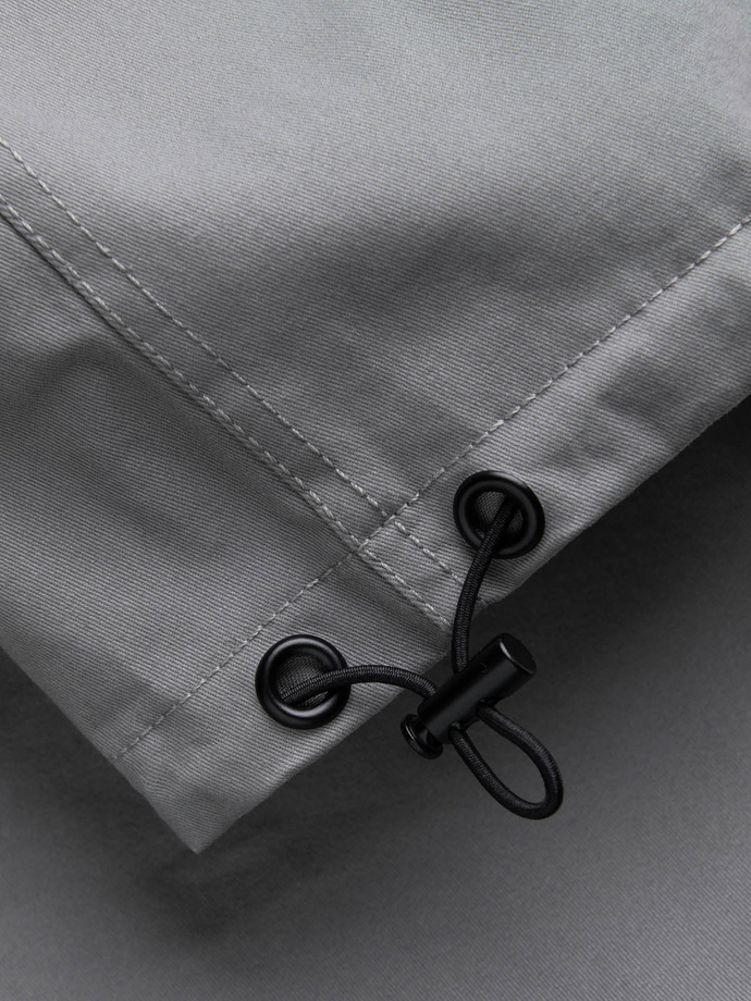 Men's pants with cargo pockets and leg hem - grey V4 OM-PACG-0189