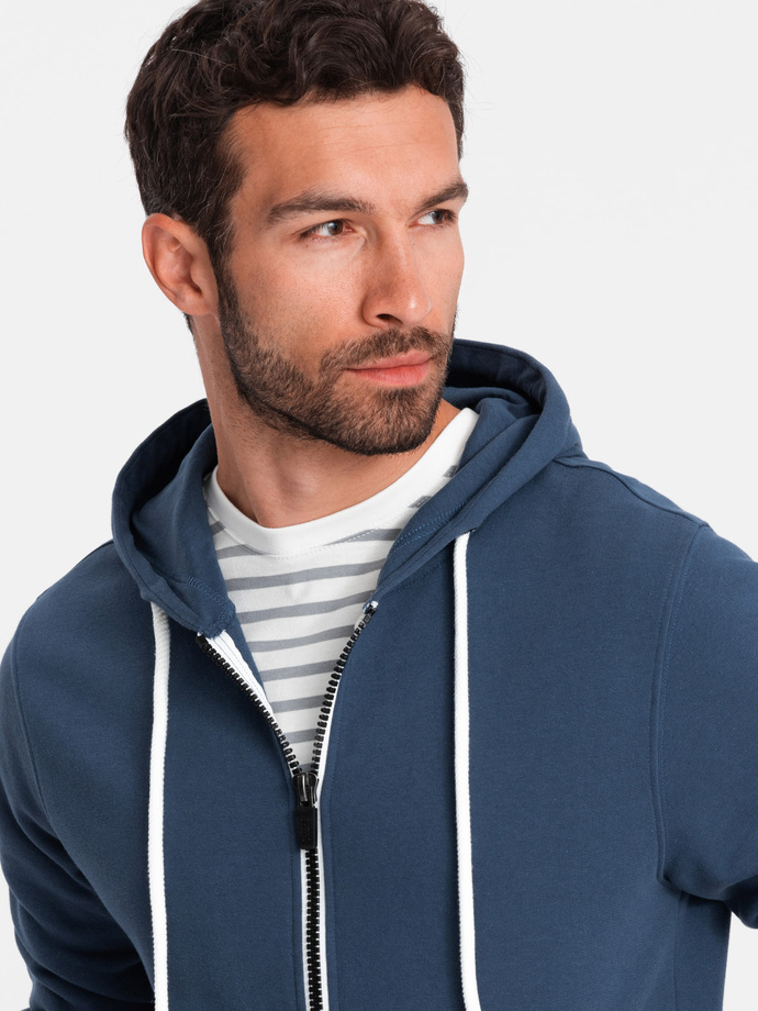 Men's sweatshirt set unbuttoned sweatshirt + shorts - dark blue V4 Z76