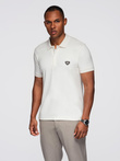 Men's polo shirt with zipper neckline - white V1 OM-POSS-0148