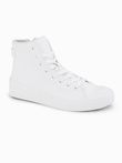 Men's high-top sneakers with zipper for easy on - white V2 OM-FOTH-0184
