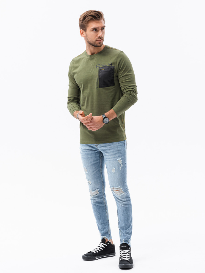 Men's printed longsleeve - olive L130