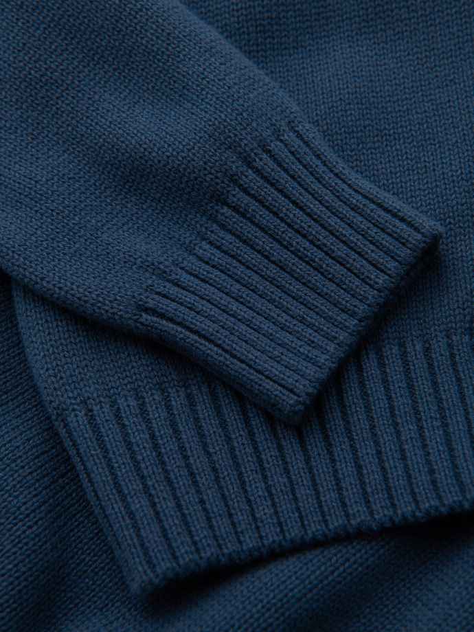 Men's turtleneck knit sweater - dark blue V2 OM-SWTN-0163
