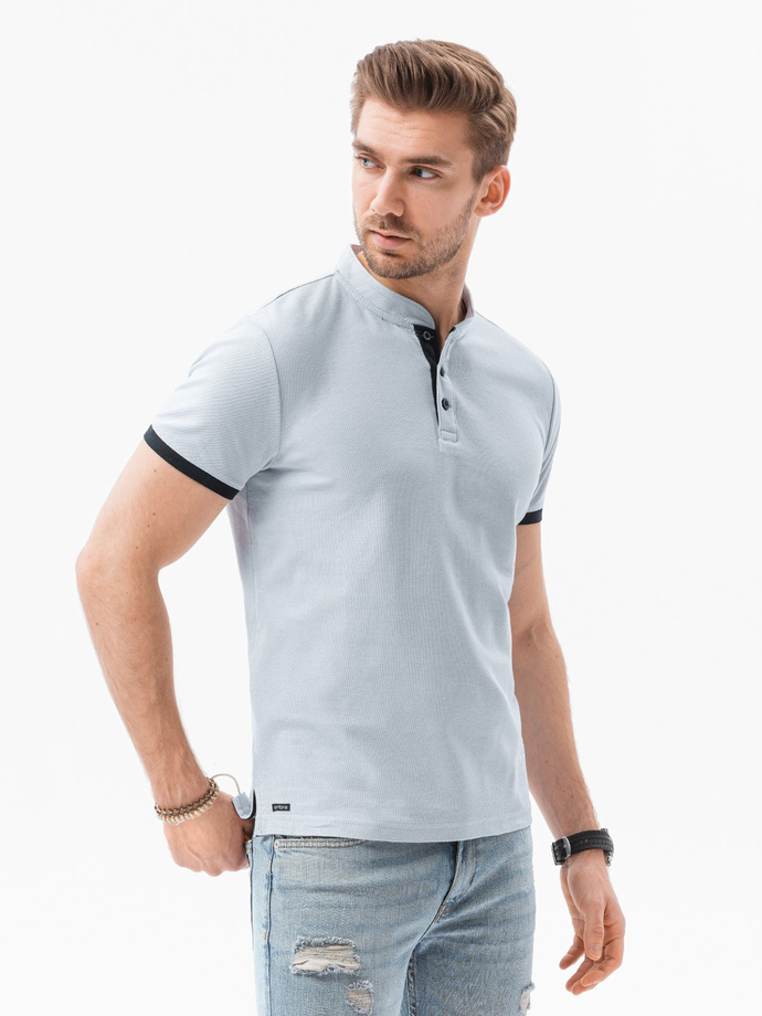 Men's plain polo shirt - grey melange S1381