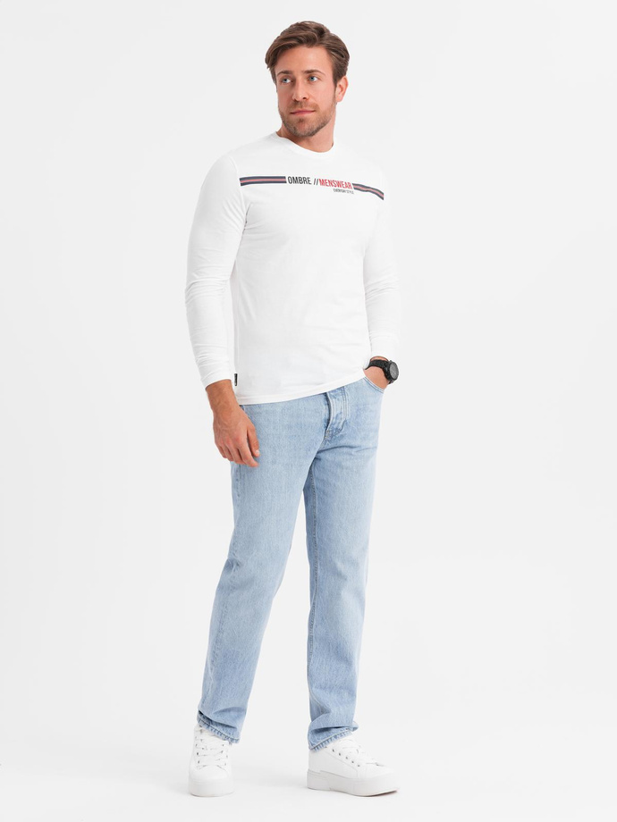 Longsleeve męski z nadrukiem - biały 2 OM-LSPT-0119