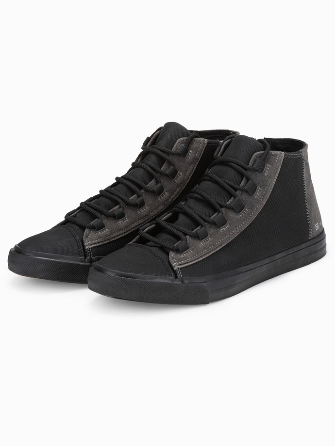 Men's sneakers shoes with contrasting elements - black OM-FOTH-0140