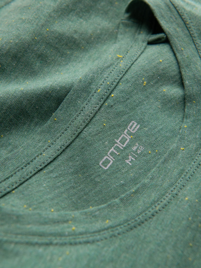 T-shirt męski z ozdobnym efektem confetti - zielony V4 OM-TSCT-0178