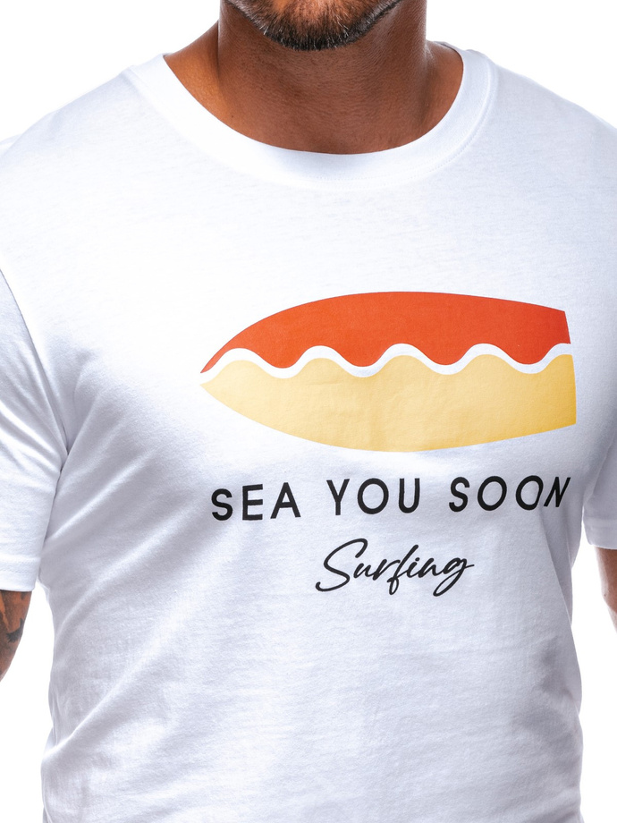 T-shirt męski z nadrukiem S2003 - biały