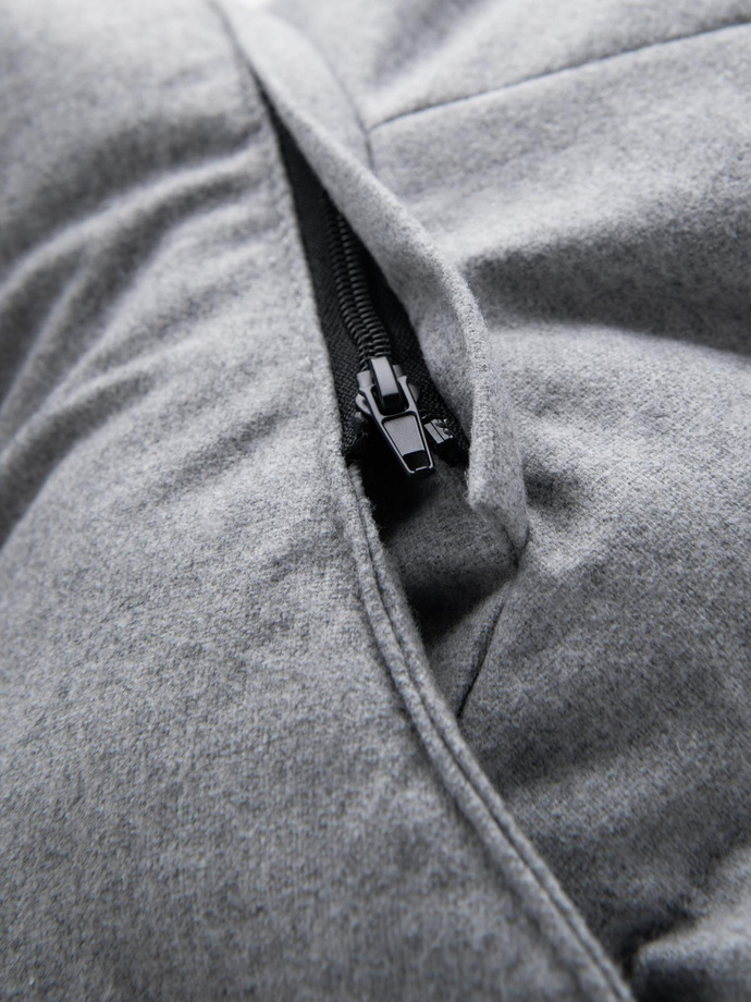 Ciepła długa męska kurtka typu parka z wełną – jasnoszary melanż V3 OM-JALJ-0217