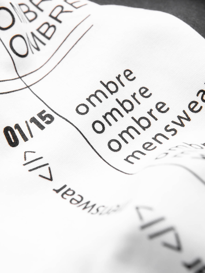 Męska bluza z nadrukiem HOODIE - biała V1 OM-SSPS-0152