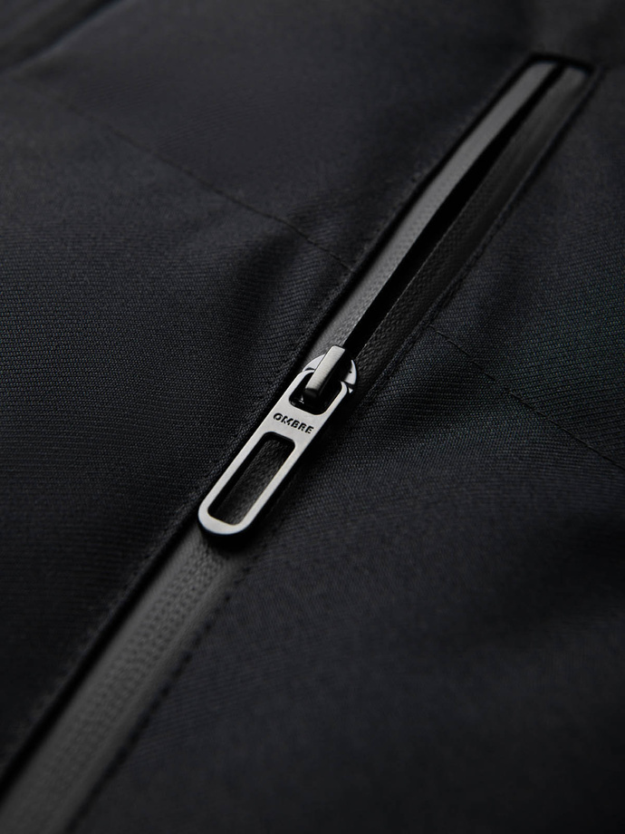 Długa ciepła kurtka męska typu parka z kapturem – czarna V2 OM-JALJ-0182