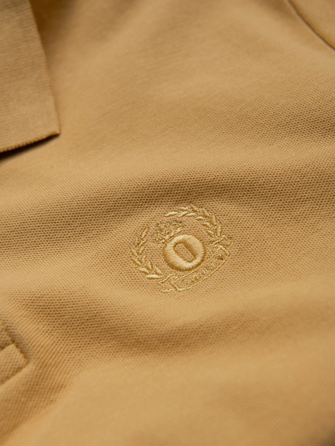 Men's BASIC single-color pique knit polo shirt - mustard V8 OM-POBS-0100