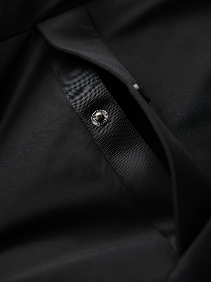 Długa sezonowa męska kurtka w stylu outdoorowym – czarna V1 OM-JALJ-0202