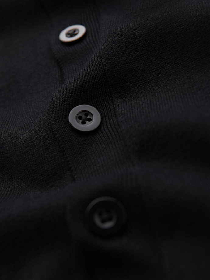 Monochromatyczny dzianinowy męski kardigan z wiskozą – czarny V2 OM-SWCD-0126