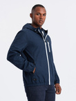 Men's lightweight sports jacket with fleece lining - navy blue V2 OM-JANP-0136