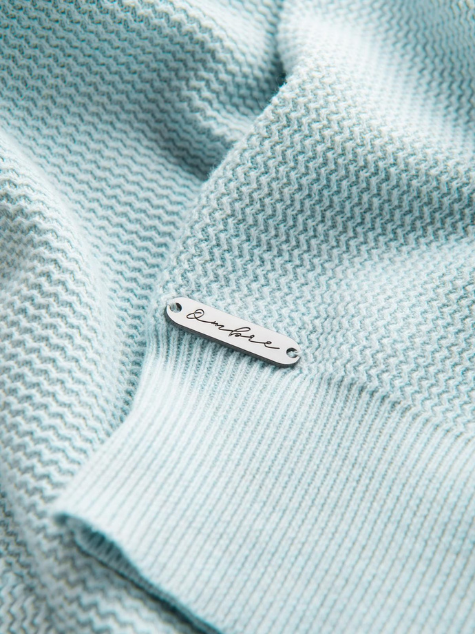 Men's mélange structured knit sweater - mint V1 OM-SWSW-0142