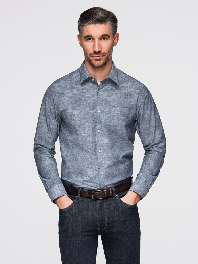 Classic men's flannel cotton plaid shirt - gray V3 OM-SHCS-0157